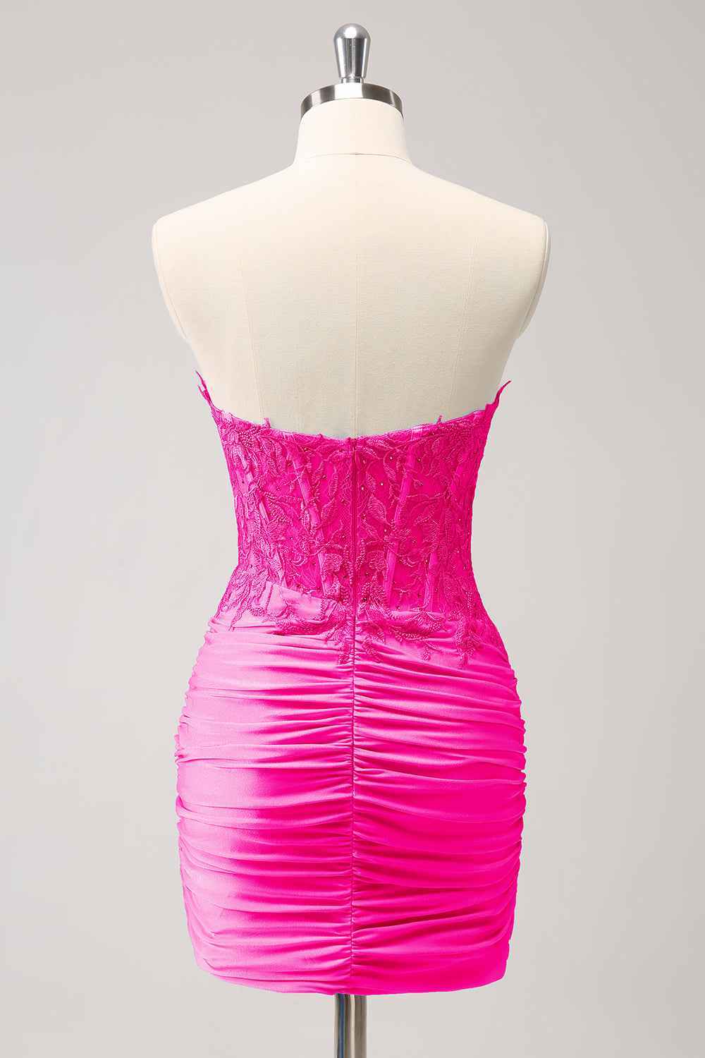 Fuchsia Sweetheart Tight Corset Homecoming Dress with Beading