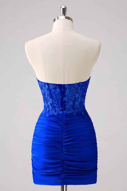 Fuchsia Sweetheart Tight Corset Homecoming Dress with Beading