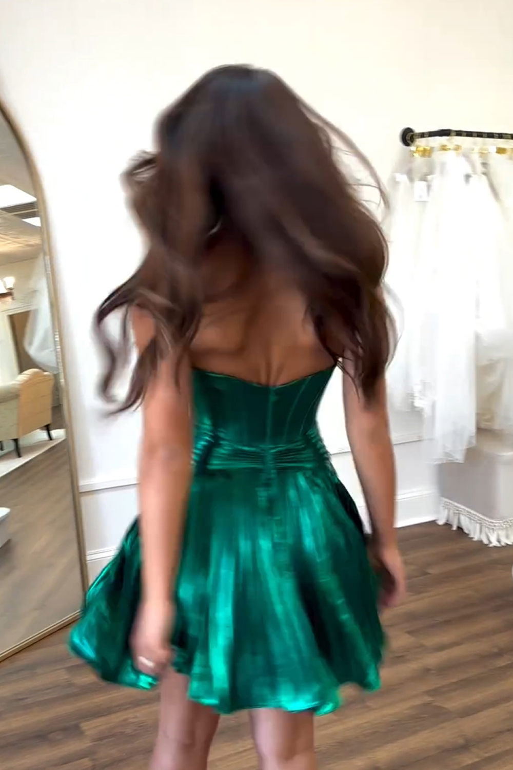 Dark Green Corset Sweetheart A Line Short Homecoming Dress-BMbridal