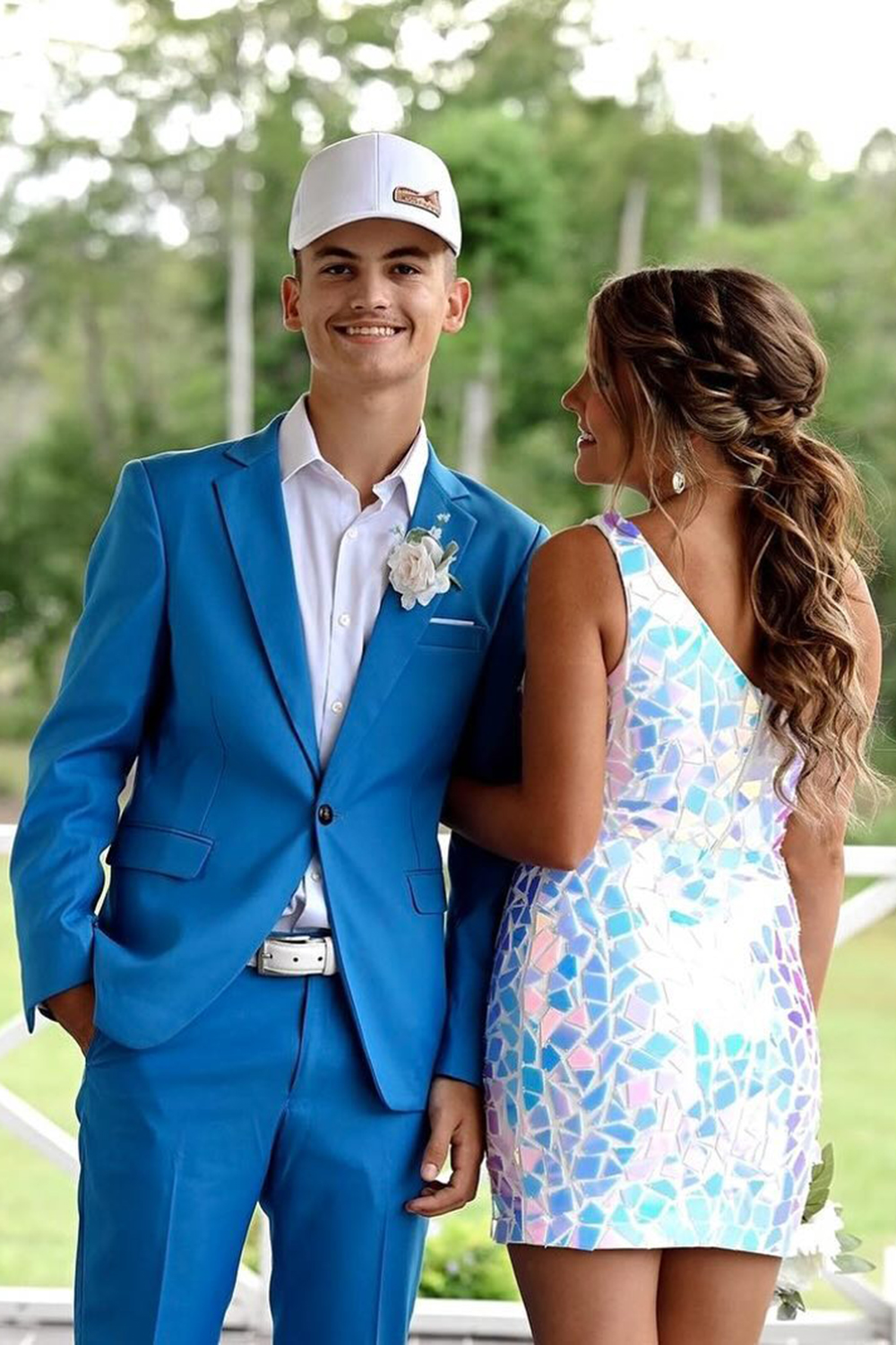 Sparkly Silver One Shoulder Mirror Tight Short Homecoming Dress-BMbridal