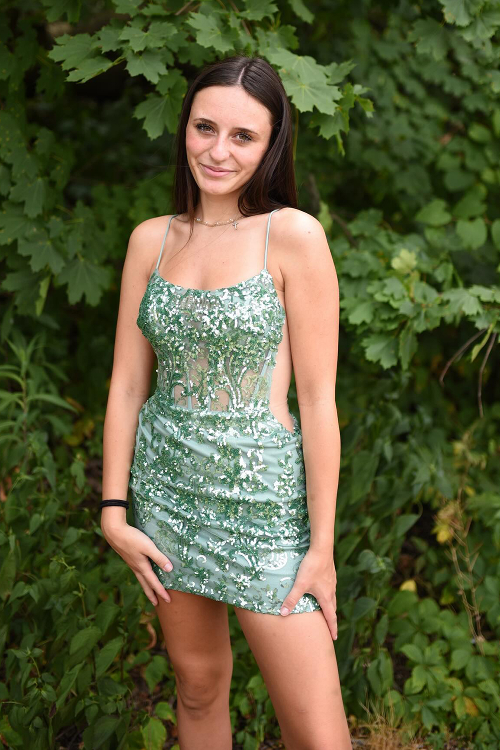 Sparkly Light Green Corset Spaghetti Straps Tight Short Homecoming Dress-BMbridal