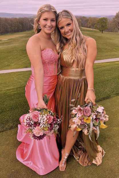 Navy Mermaid Sweetheart Long Corset Prom Dress with Slit