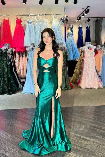 Glitter Yellow Sweetheart Mermaid Cut-out Long Prom Dress with Beading