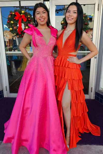 Black Sparkly A Line Beaded Long Corset Prom Dress with Slit