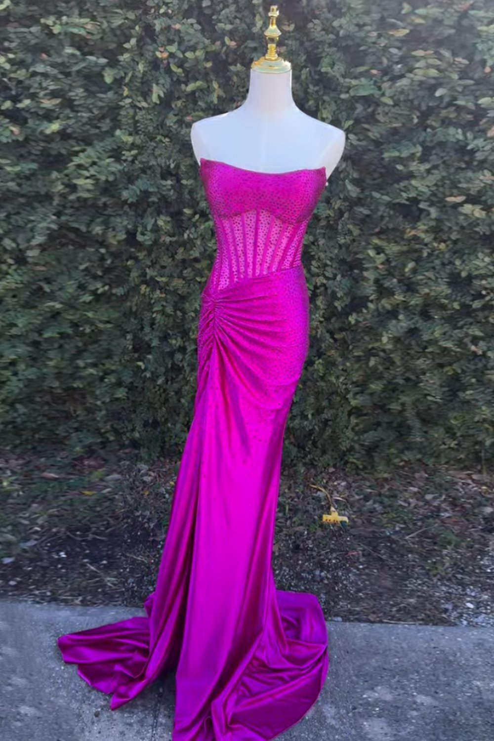 Sparkly Golden Sweetheart Mermaid Beaded Long Corset Prom Dress with Slit