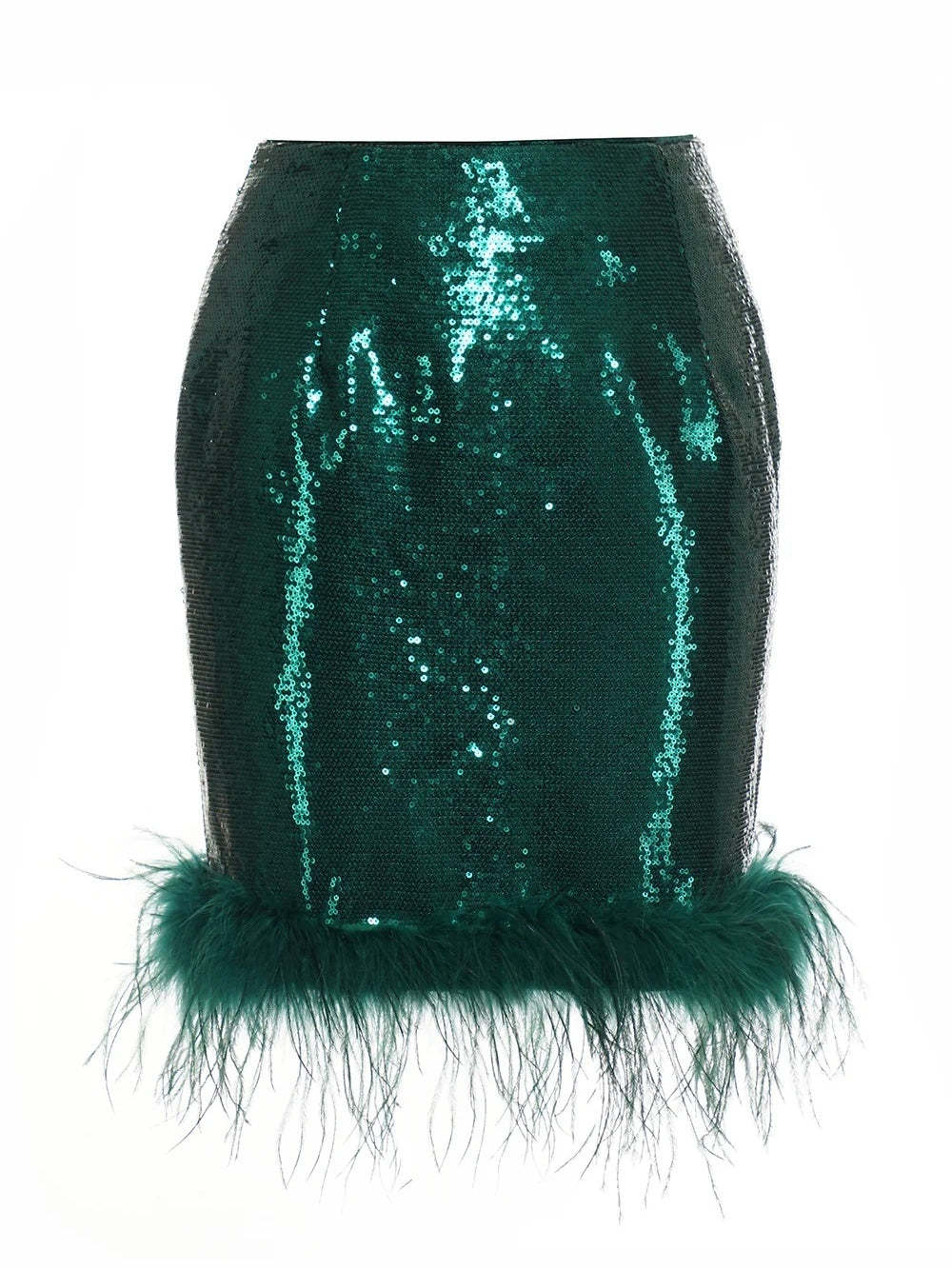 Shiny Dark Green Sequined Blazer And Skirt Set For Women-BMbridal