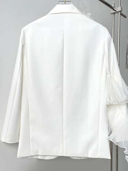 Party Blazer For Women Featuring A Notched Lapel And Two Buttons With Floral Detail-BMbridal