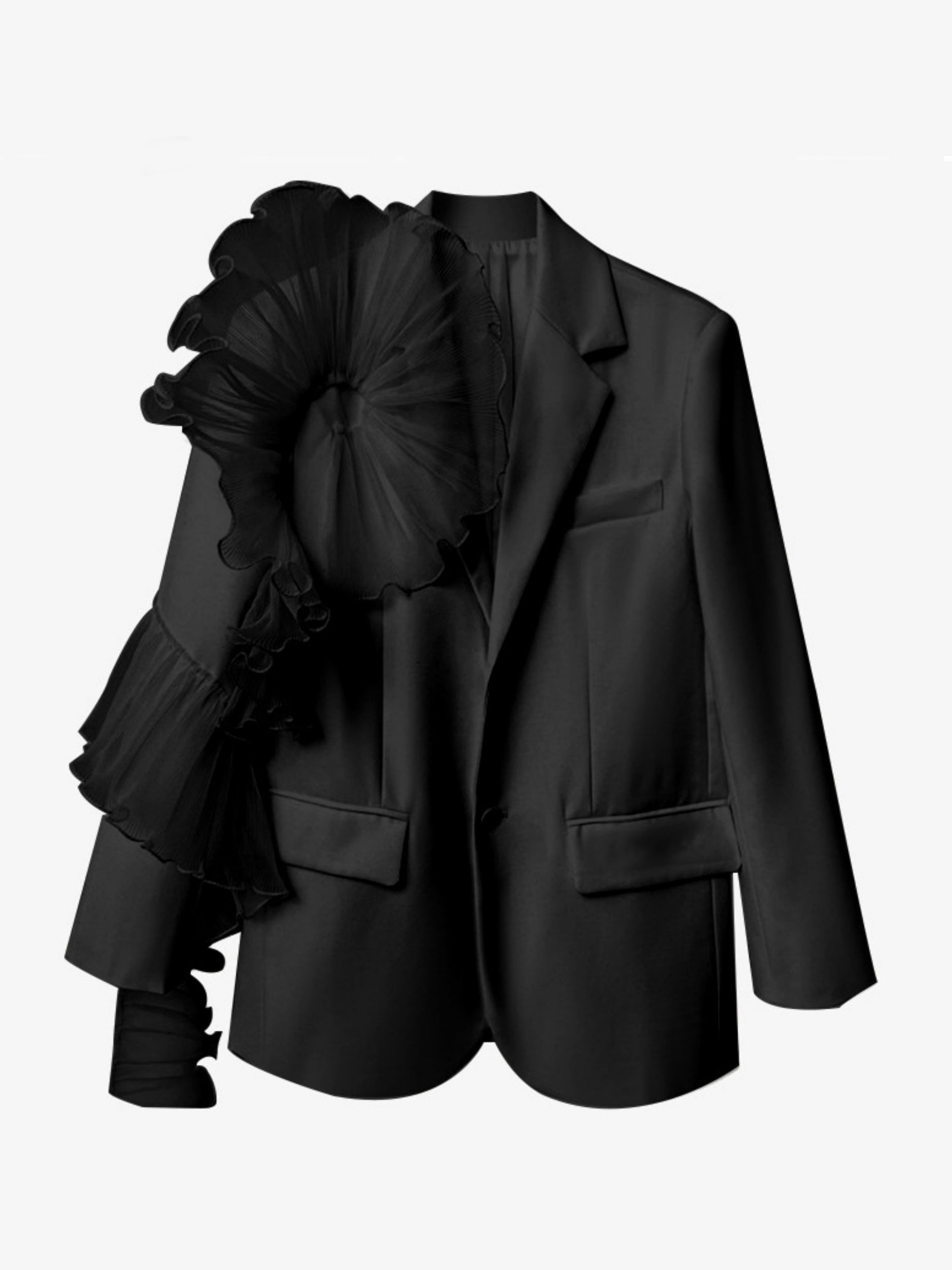 Party Blazer For Women Featuring A Notched Lapel And Two Buttons With Floral Detail-BMbridal