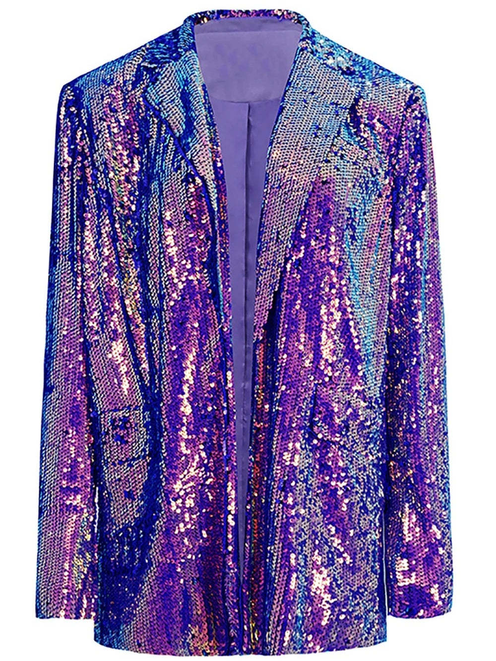 Oversized Longline Prom Blazer For Women In Sparkly Purple Sequins-BMbridal