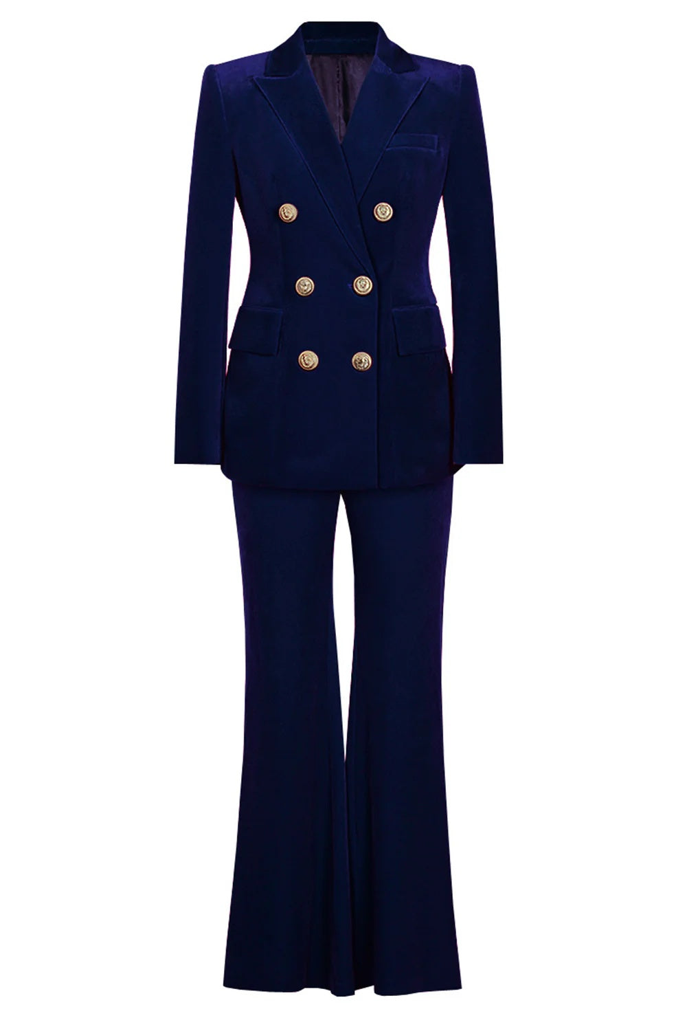 Navy Double-Breasted Fitted Two-Piece Suit For Women-BMbridal