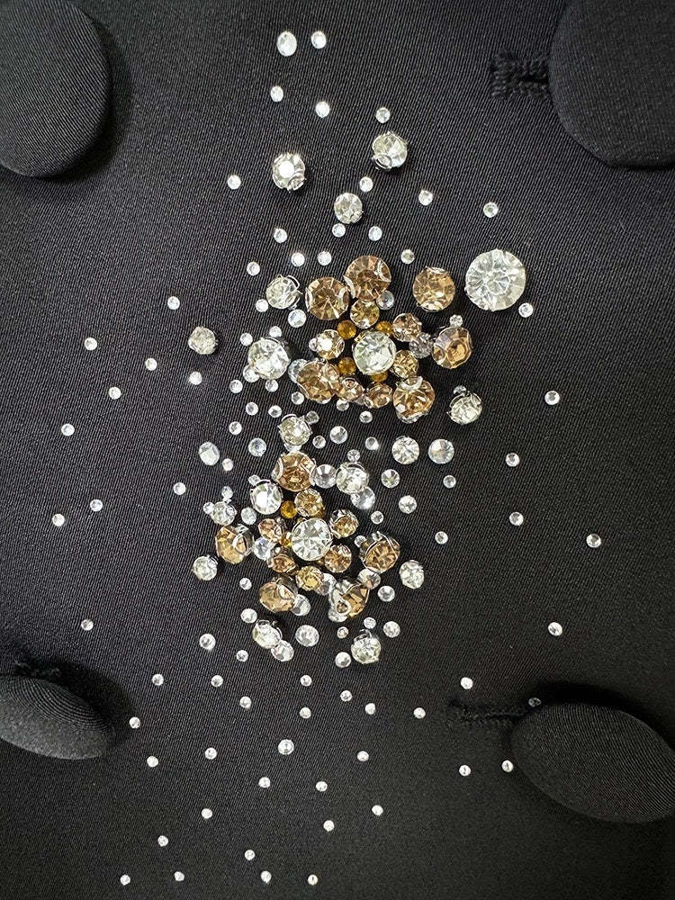 Double-Breasted Black Suits For Women With Sparkly Peak Lapels-BMbridal