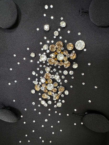 Double-Breasted Black Suits For Women With Sparkly Peak Lapels-BMbridal