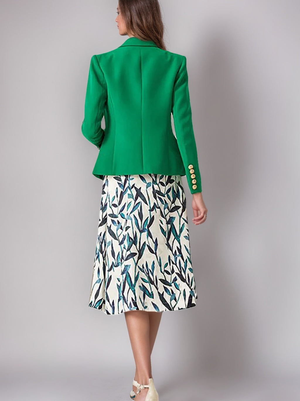 Green Double-Breasted Prom Blazer For Women With Peak Lapel-BMbridal