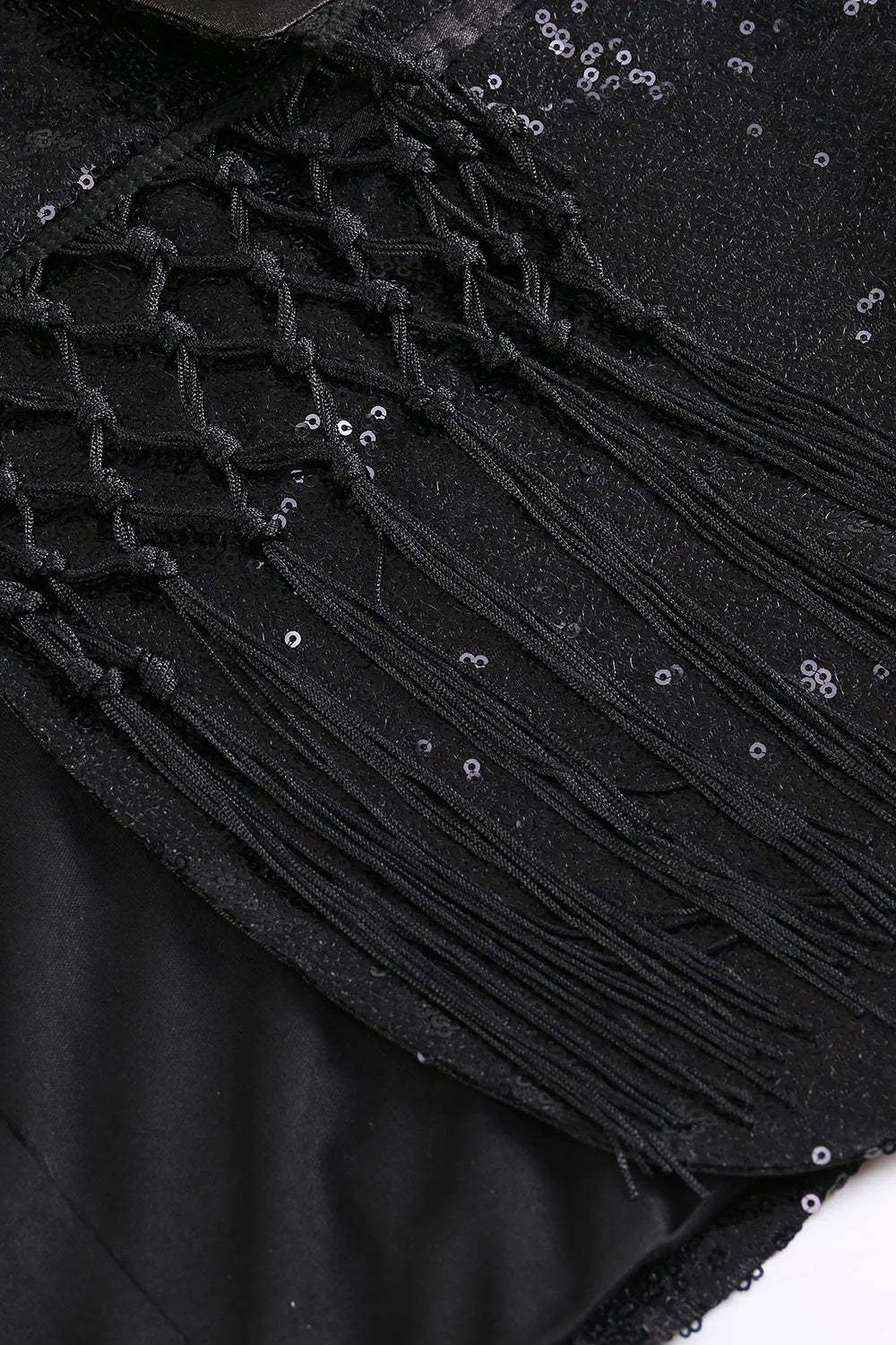 Black Sparkly Prom Blazer For Women With Fringe Details-BMbridal