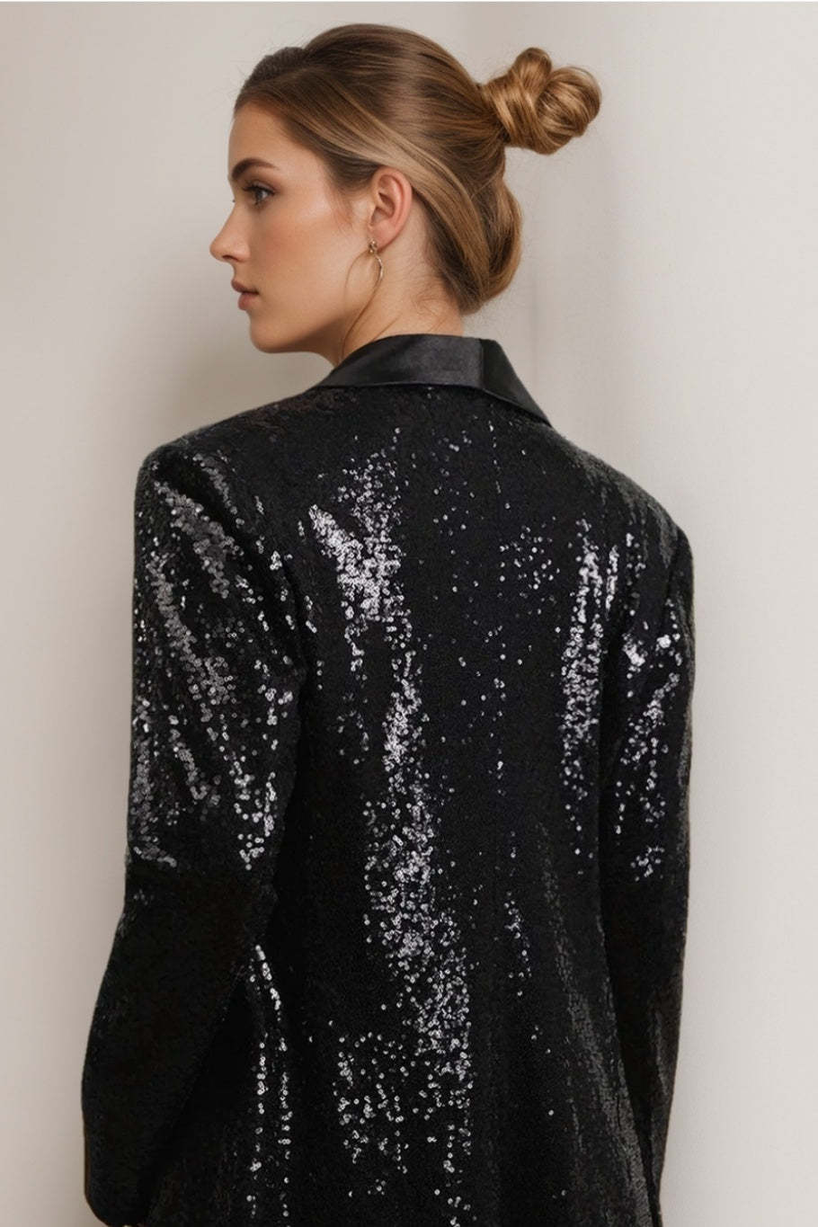 Black Sparkly Prom Blazer For Women With Fringe Details-BMbridal