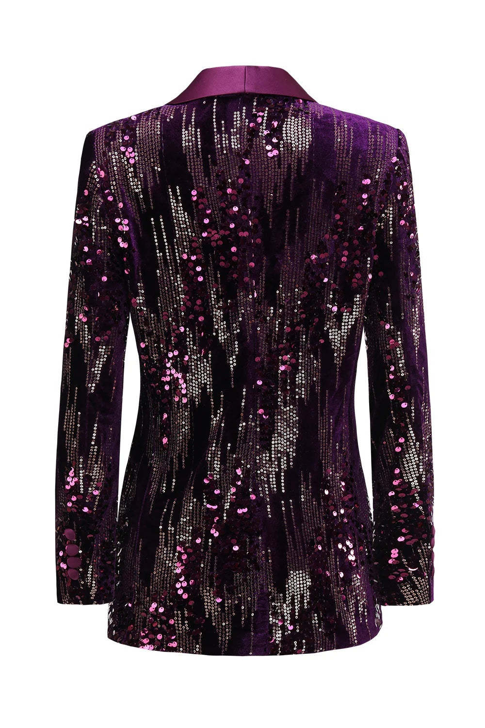 Purple Sparkle Shawl Collar Blazer With Sequins For Women-BMbridal