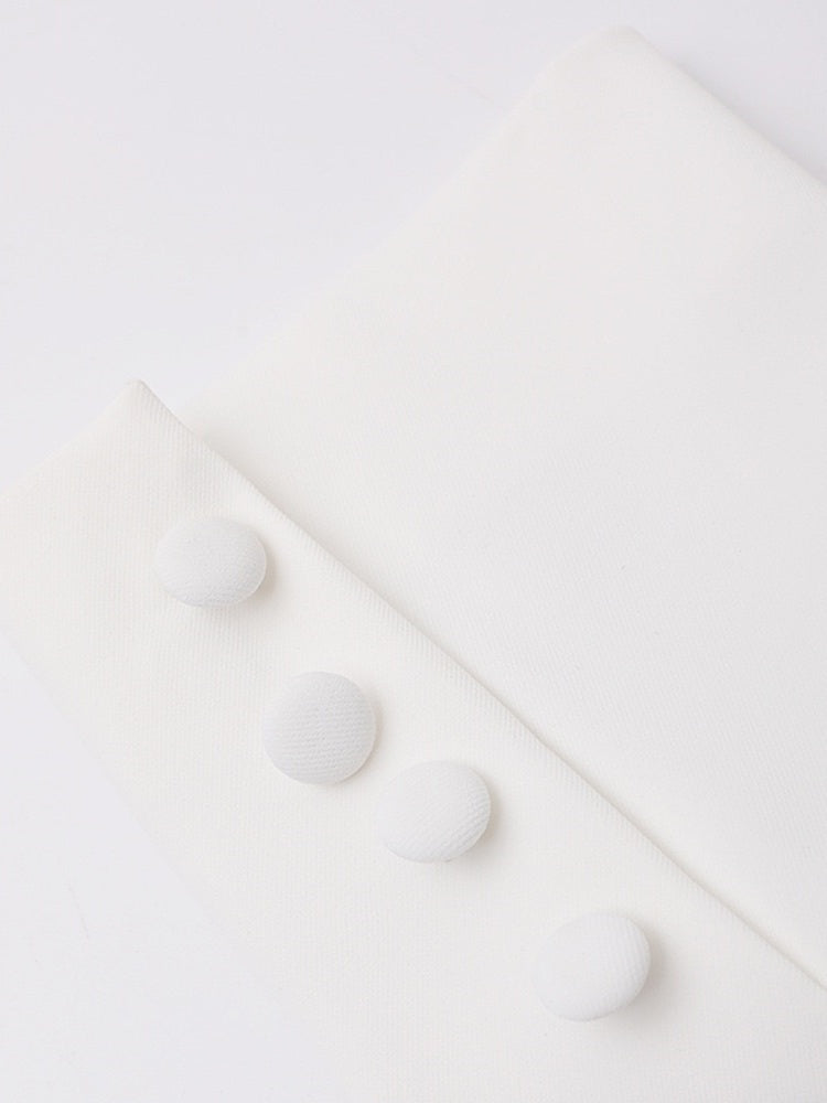 Asymmetric White Long-Sleeve Blazer For Women-BMbridal