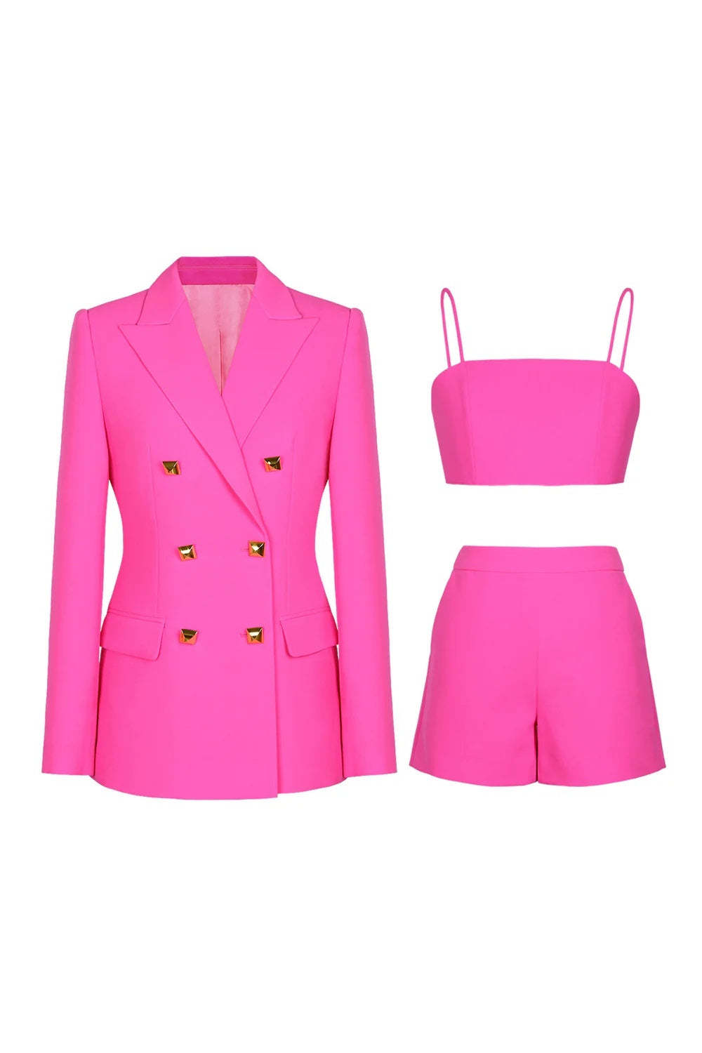 3-Piece Fuchsia Double-Breasted Suits For Women's Prom-BMbridal