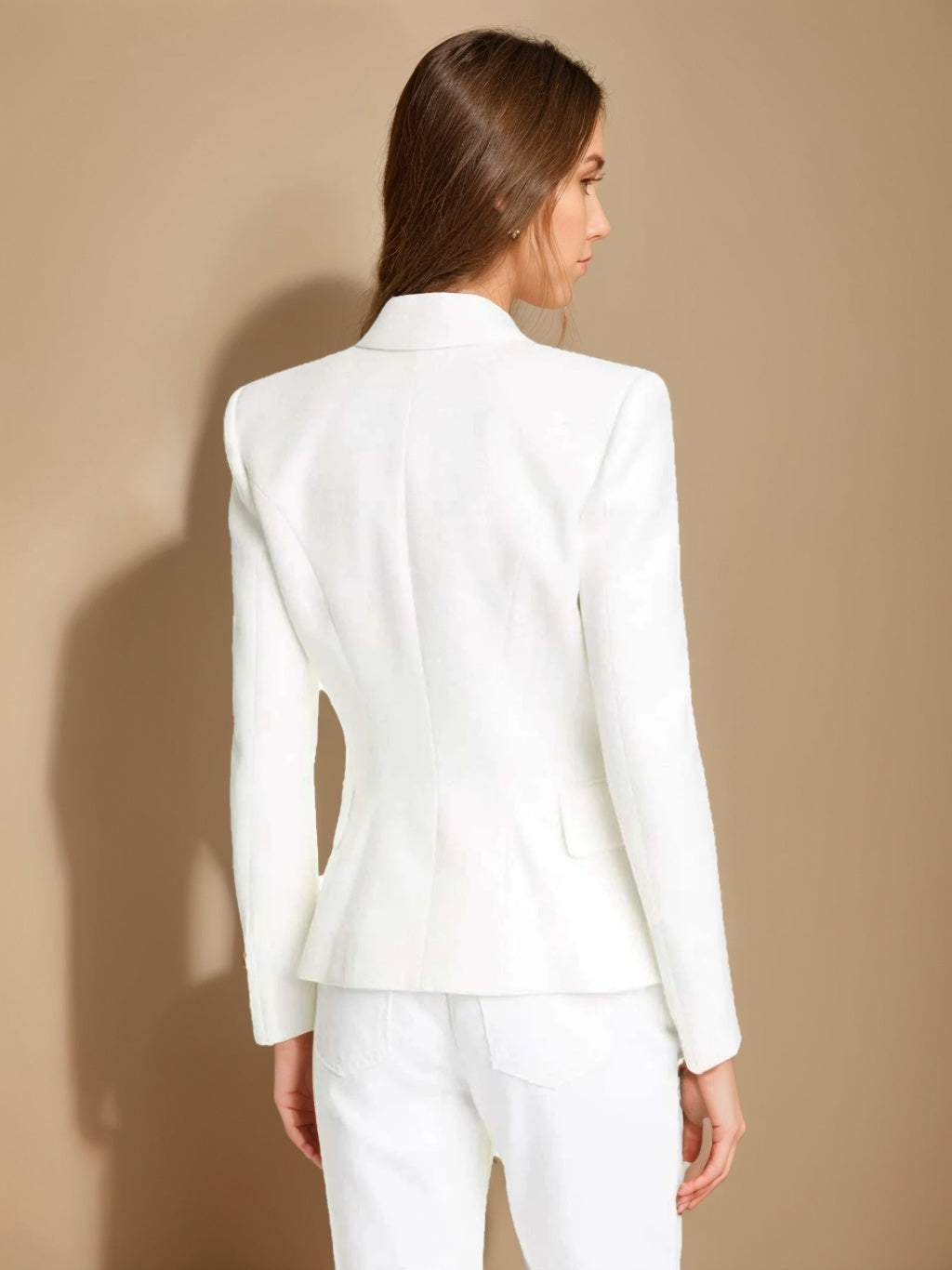 Double Breasted Peak Lapel Blazer For Women-BMbridal