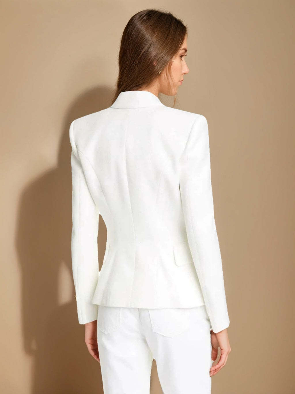 Double Breasted Peak Lapel Blazer For Women-BMbridal