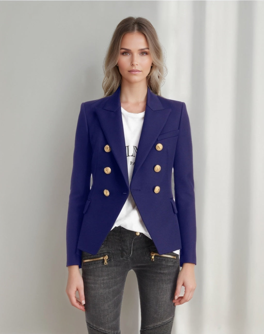 Double Breasted Peak Lapel Blazer For Women-BMbridal