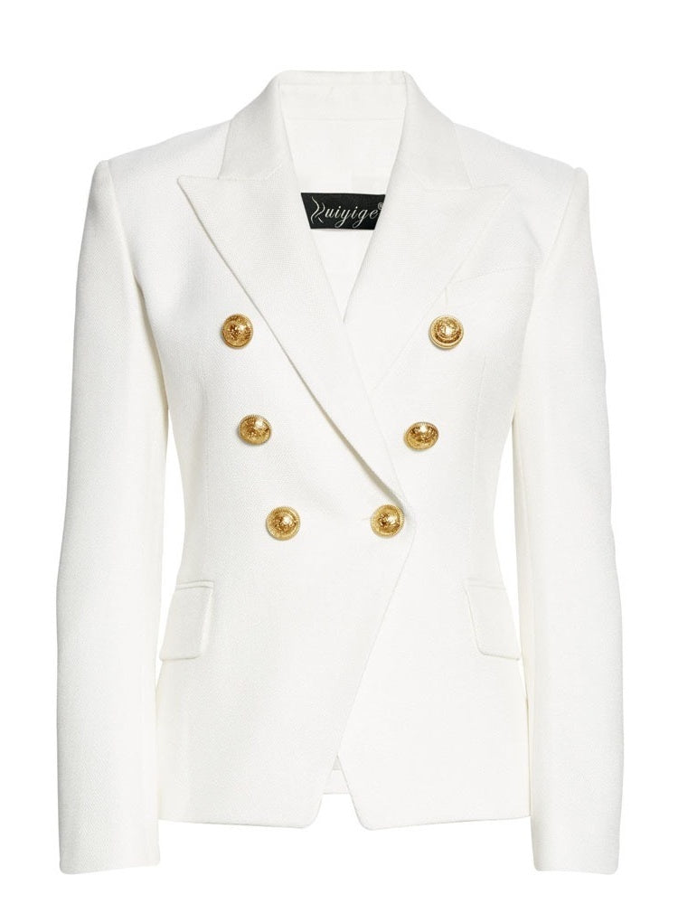 Double Breasted Peak Lapel Blazer For Women-BMbridal