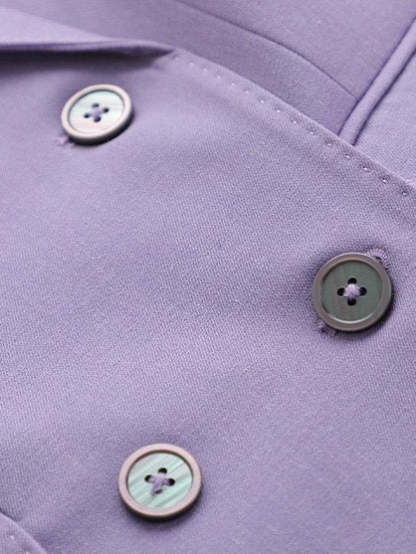 Double Breasted 2-Piece Suits For Women In Purple Peak Laple Satin-BMbridal
