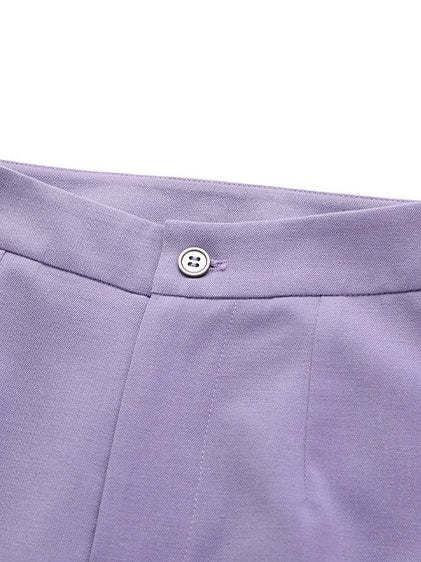 Double Breasted 2-Piece Suits For Women In Purple Peak Laple Satin-BMbridal