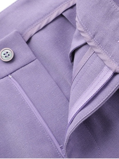 Double Breasted 2-Piece Suits For Women In Purple Peak Laple Satin-BMbridal