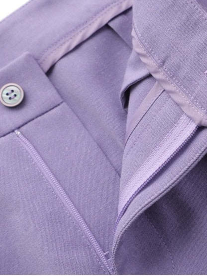 Double Breasted 2-Piece Suits For Women In Purple Peak Laple Satin-BMbridal