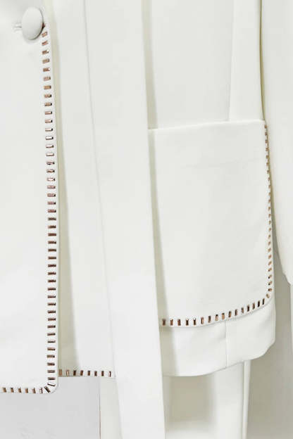 White Scarf Peak Lapel 2-Piece Suit For Women-BMbridal