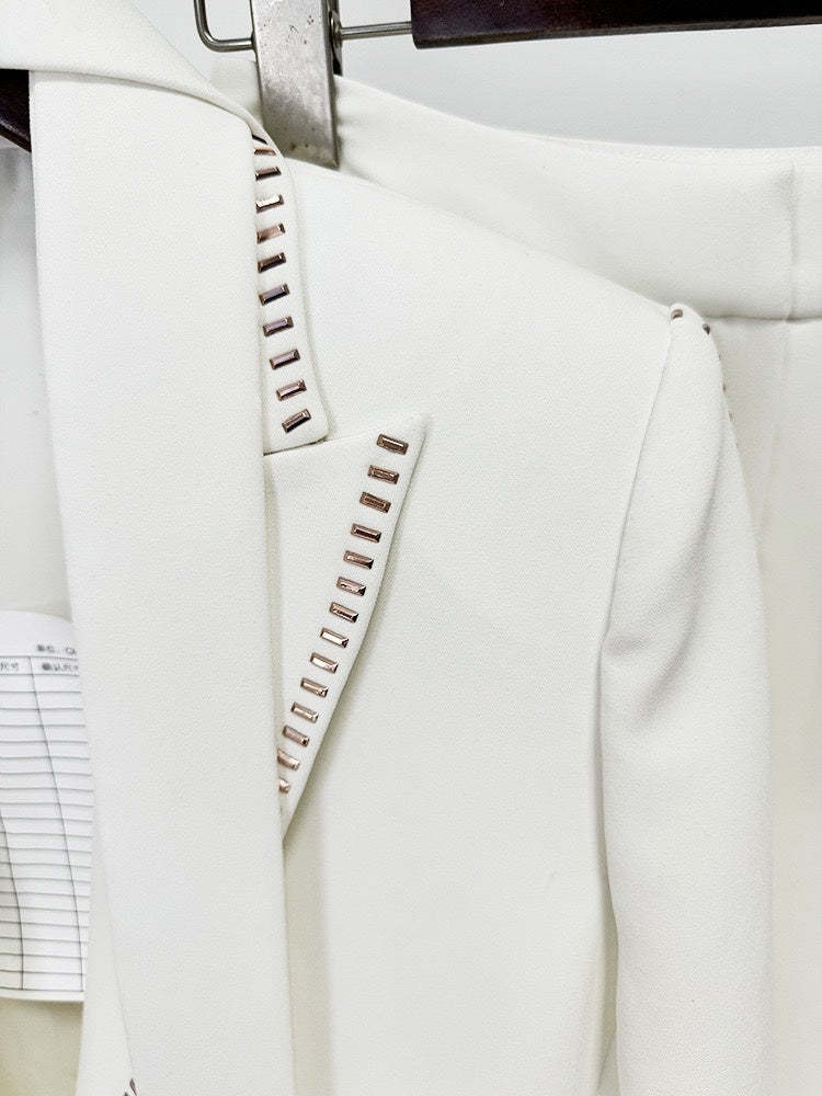 White Scarf Peak Lapel 2-Piece Suit For Women-BMbridal