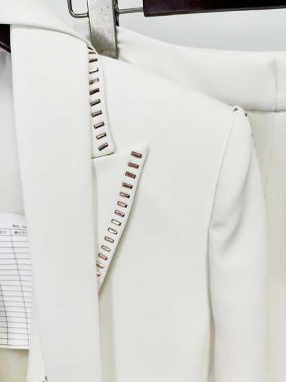 White Scarf Peak Lapel 2-Piece Suit For Women-BMbridal