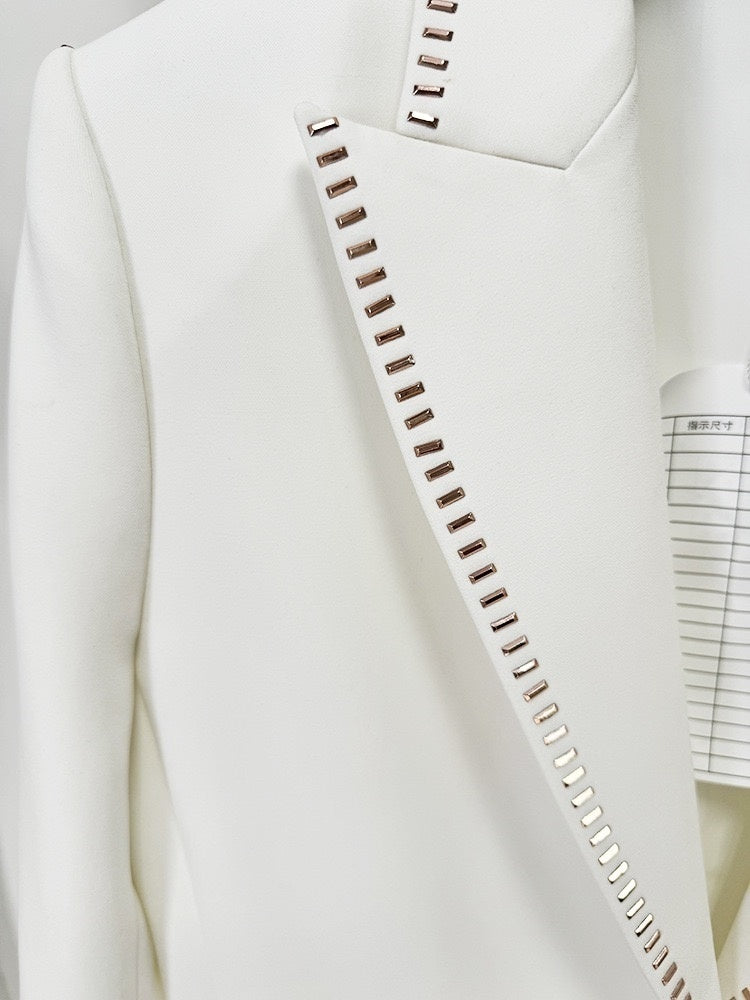 White Scarf Peak Lapel 2-Piece Suit For Women-BMbridal