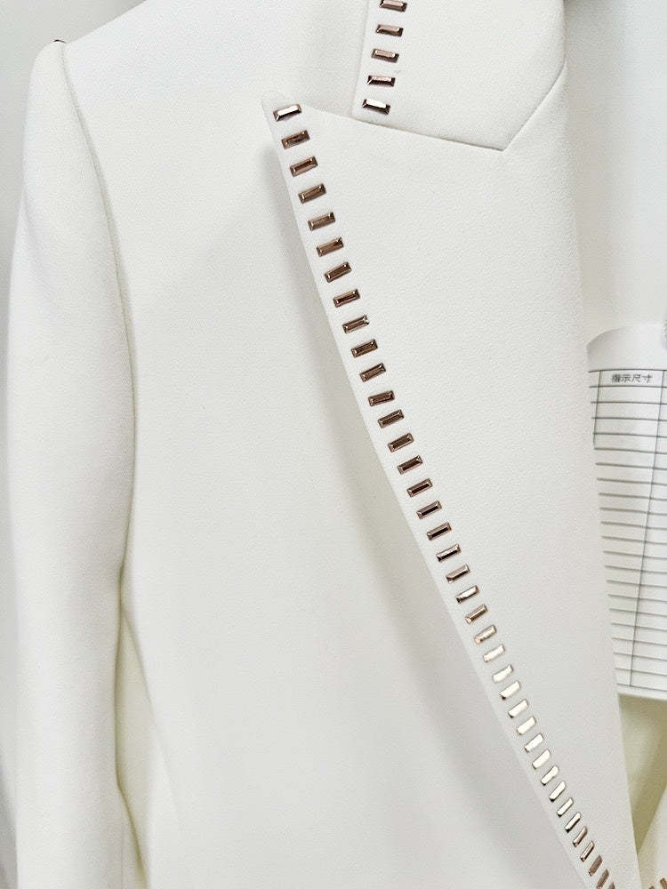 White Scarf Peak Lapel 2-Piece Suit For Women-BMbridal