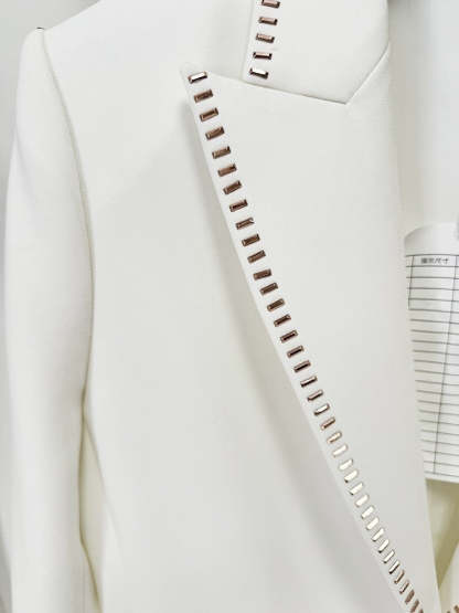 White Scarf Peak Lapel 2-Piece Suit For Women-BMbridal