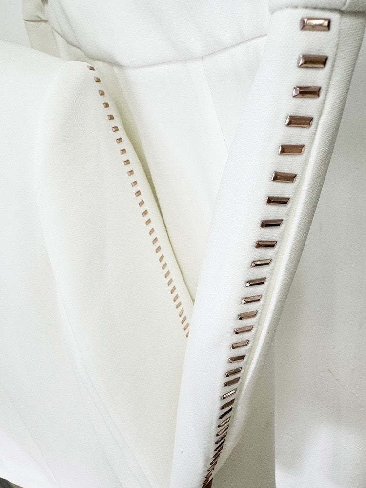 White Scarf Peak Lapel 2-Piece Suit For Women-BMbridal