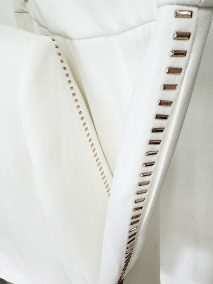 White Scarf Peak Lapel 2-Piece Suit For Women-BMbridal