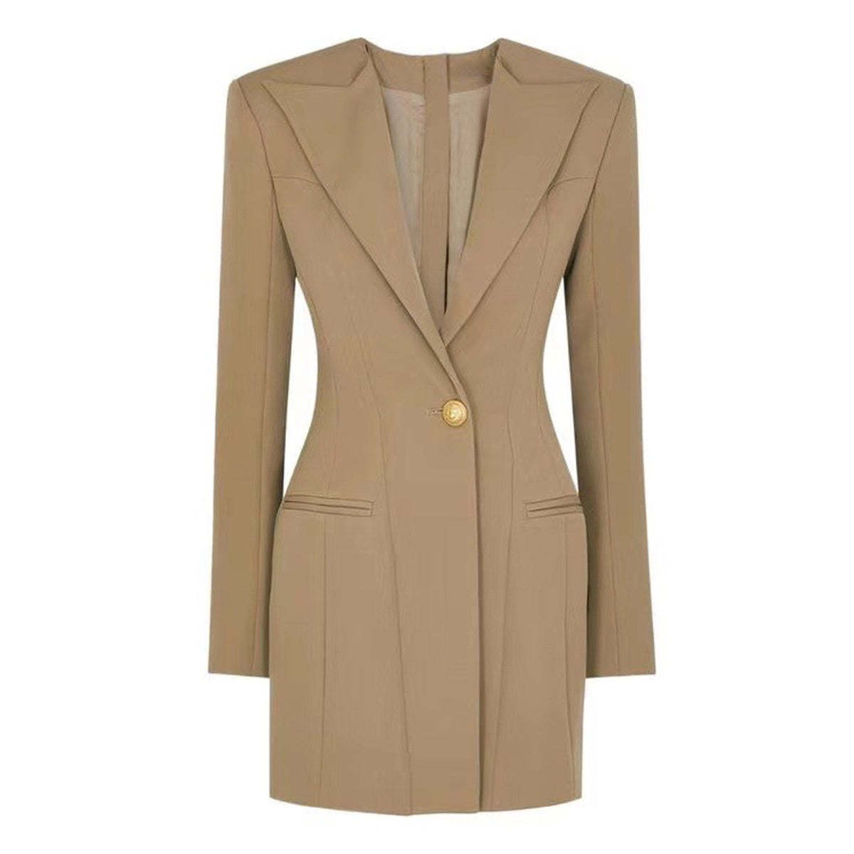 Single-Breasted Peak Lapel Blazer With Long Sleeves For Women-BMbridal