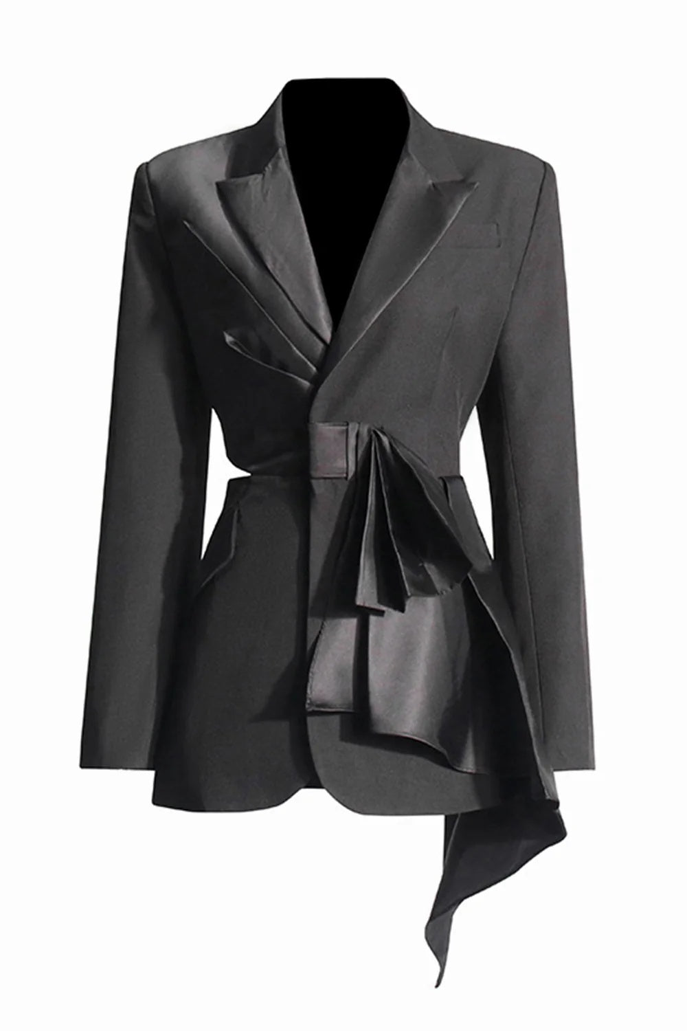 Black Peak Lapel Blazer With Cut-Out Design For Women-BMbridal