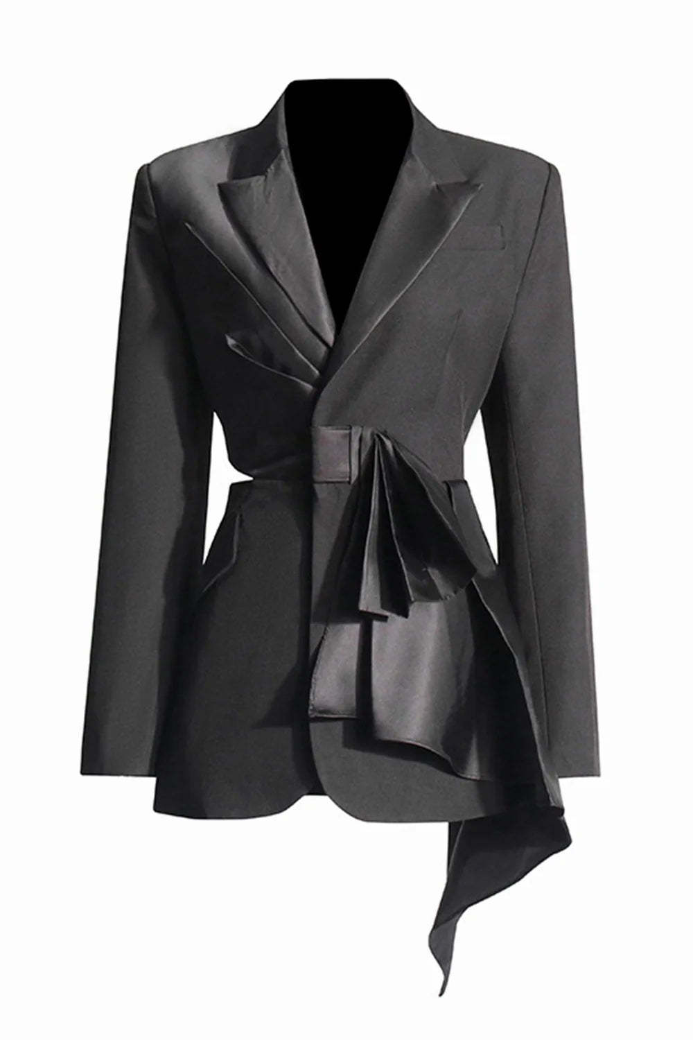 Black Peak Lapel Blazer With Cut-Out Design For Women-BMbridal