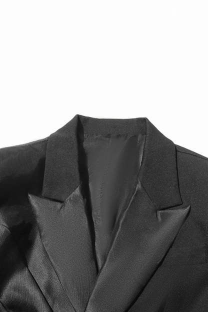 Black Peak Lapel Blazer With Cut-Out Design For Women-BMbridal
