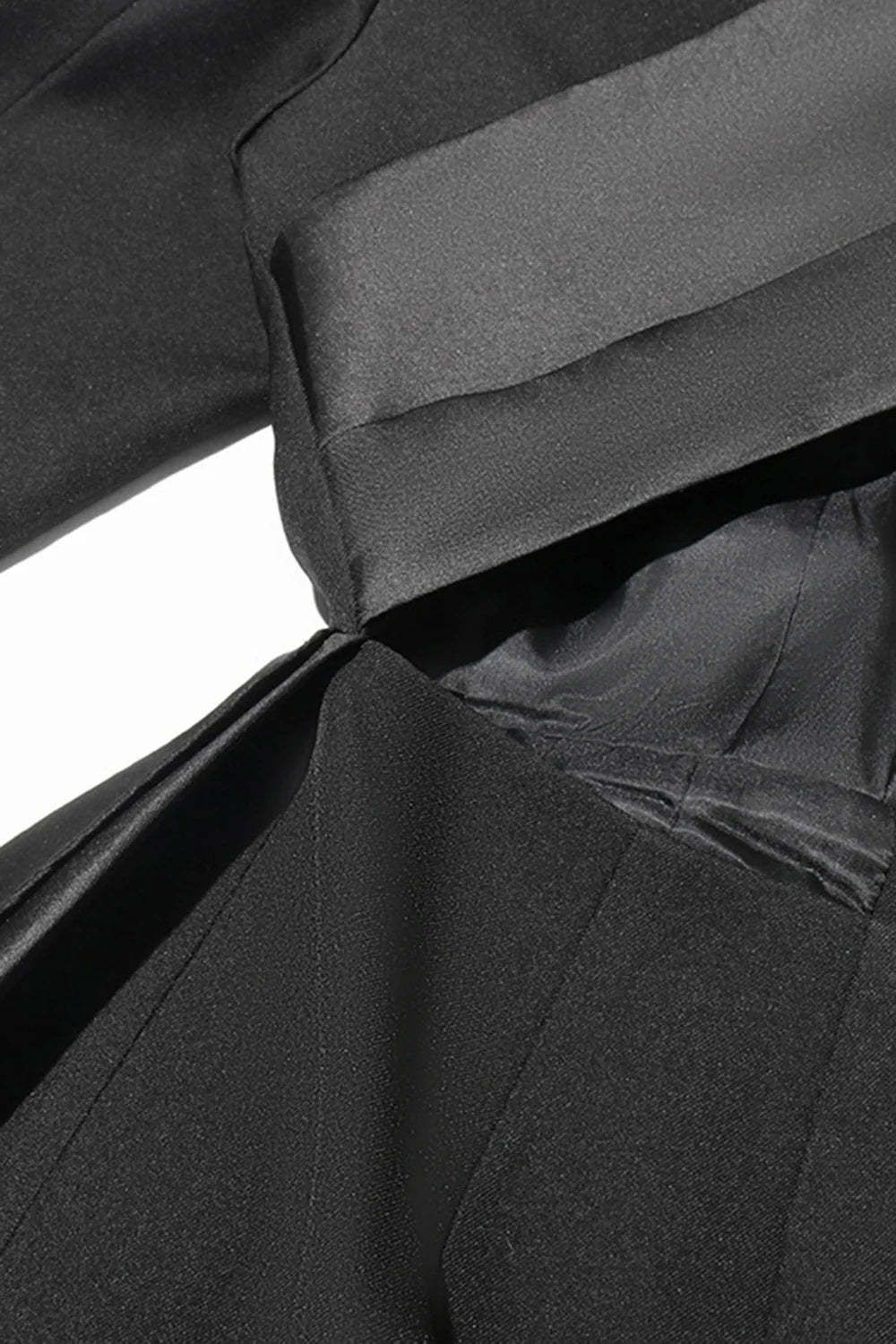 Black Peak Lapel Blazer With Cut-Out Design For Women-BMbridal