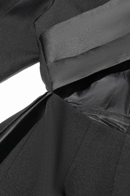 Black Peak Lapel Blazer With Cut-Out Design For Women-BMbridal