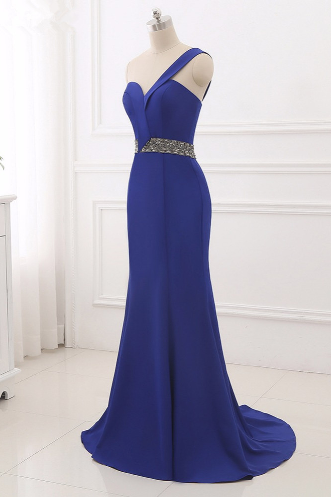 BMbridal Chic One-Shoulder Sleeveless Mermaid Prom Dresses with Beadings Sash On Sale