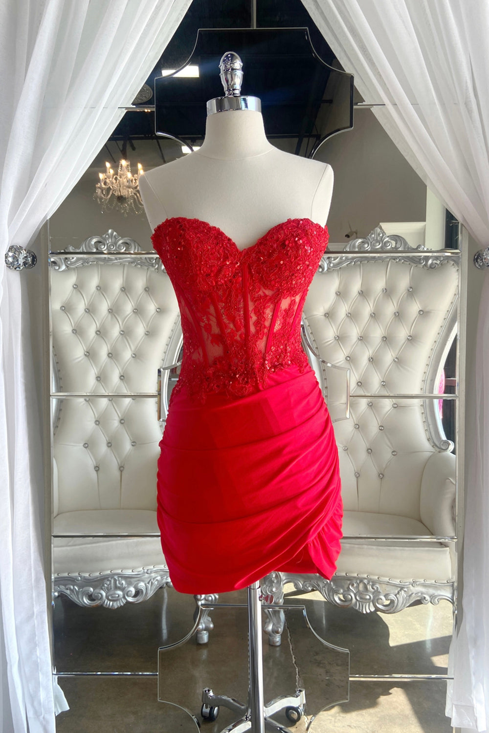 cheetah print homecoming dresses Straps Hot Pink Corset Pleated Tight Homecoming Dress – FancyVestido main image 1