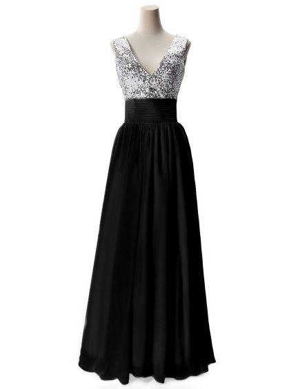BMbridal A-line V-neck Chiffon Party Dress With Sequined