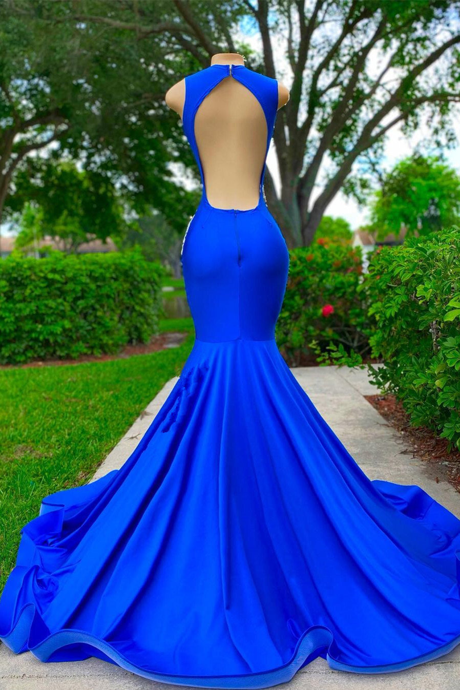 Strapless Sleeveless Backless Mermaid Long Prom Dress With Appliques