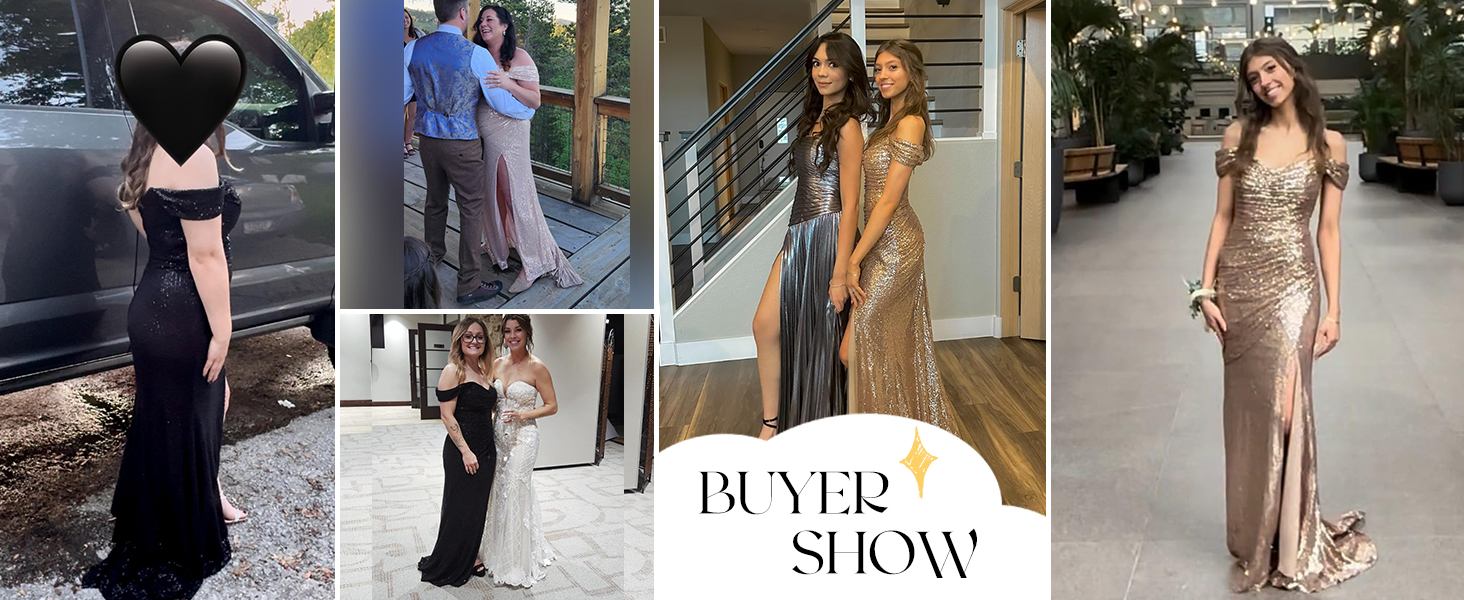 Sparkly Sequin Prom Dresses Long with Slit