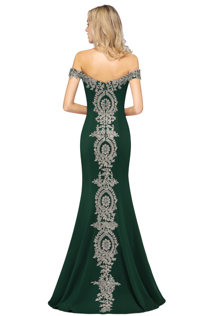 BMbridal Elegant Off-the-Shoulder Mermaid Prom Dress Long With Lace Appliques